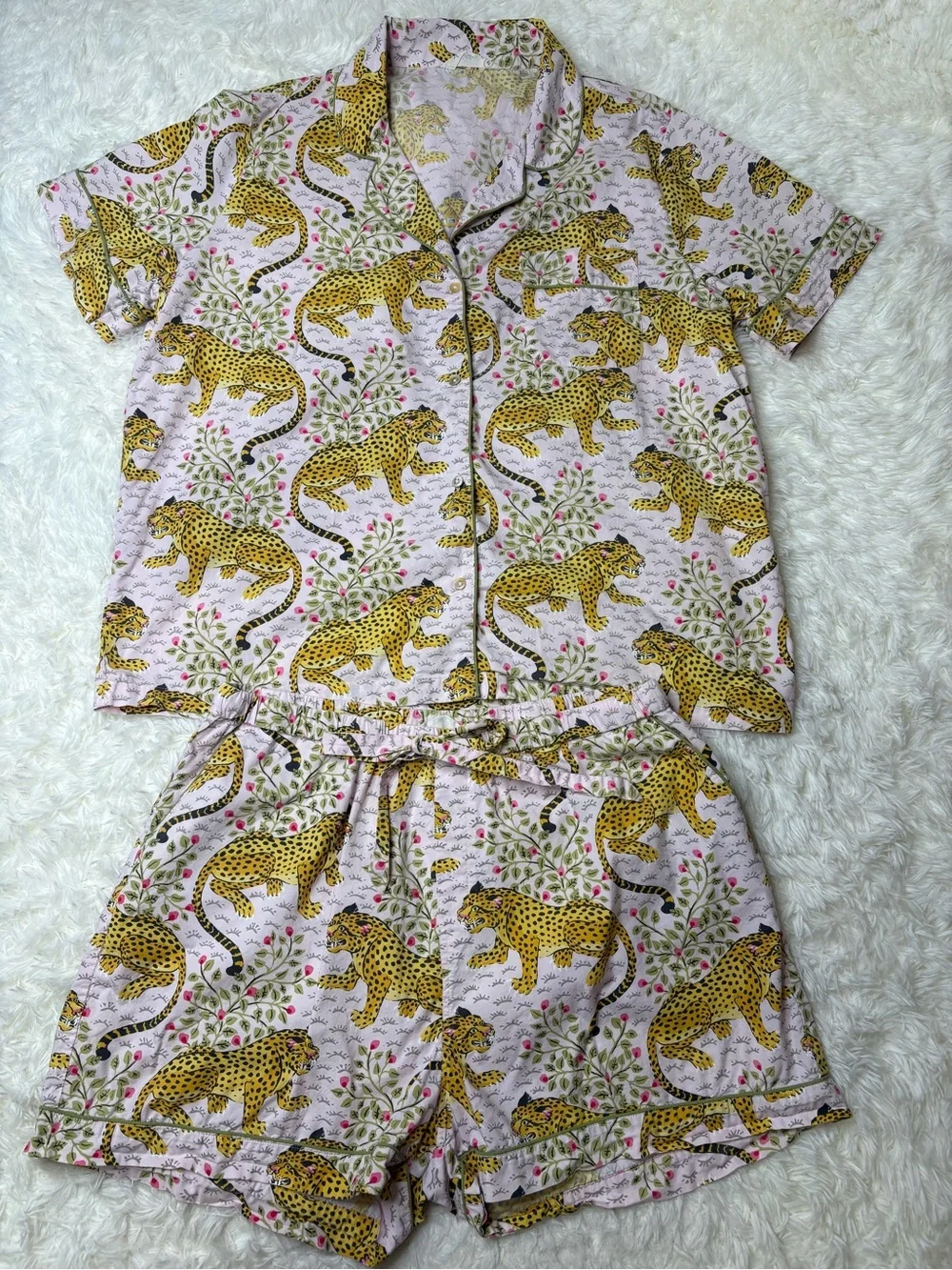 Printfresh Bagheera Leopard -Short PJ Set - Blush color, size XL